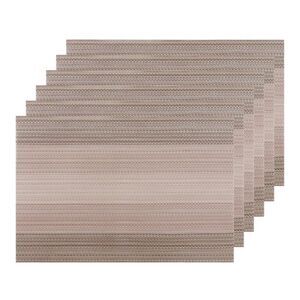 6 Set Washable Vinyl Mats for Dining Table ,Weave 18x12 inch Coffee